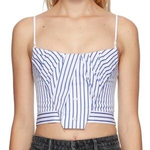 EUC ALEXANDER WANG Blue & White Stripe Tucked Bustier Tank Top In White